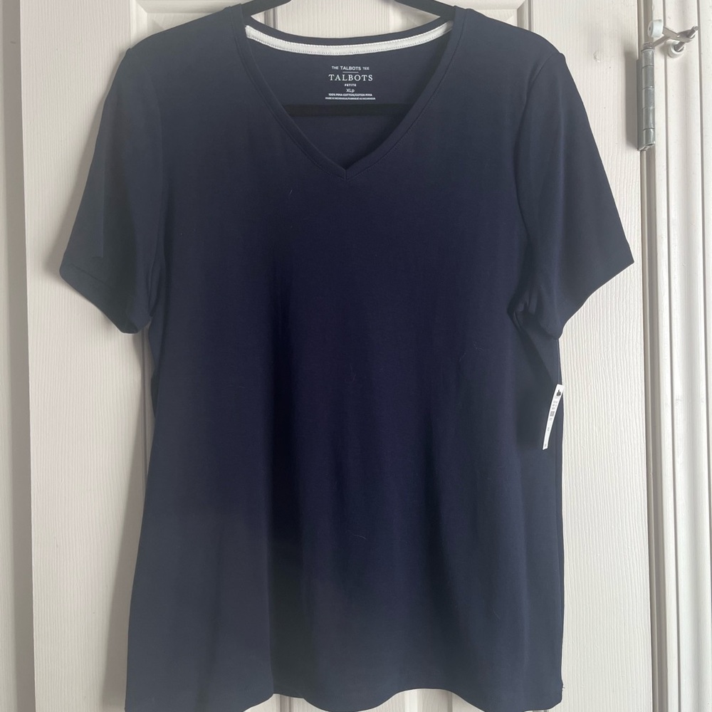 Talbots Women's Navy Blue V-Neck Tee